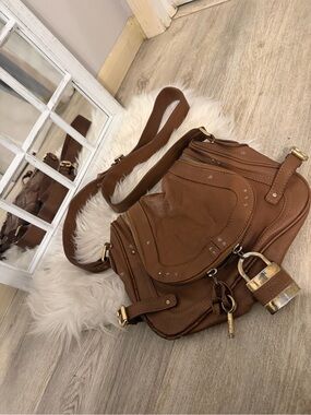 RARE 🩷 Chloe Paddington Brown Leather Crossbody flap Bag hobo saddle bag